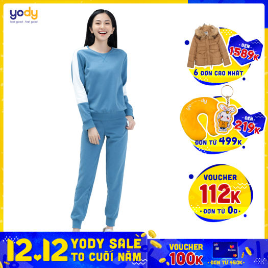 Đồ bộ nỉ nữ Thu Đông YODY mặc nhà đơn giản thanh lịch giữ ấm tốt BTN4034