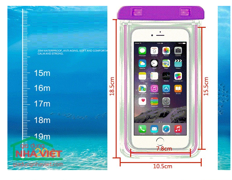 Hàng Mới Về Túi đựng điện thoại chống nước dành cho các điện thoại dưới 7 inch 2 khóa dày