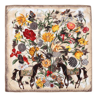 Giả Khăn Lụa, Khăn Choàng In Hình Ngựa Hoa Kerudung Vuông 130Cm/52Inch Bãi Biển Khăn, Thời Trang Khăn Khăn Lụa Tudung