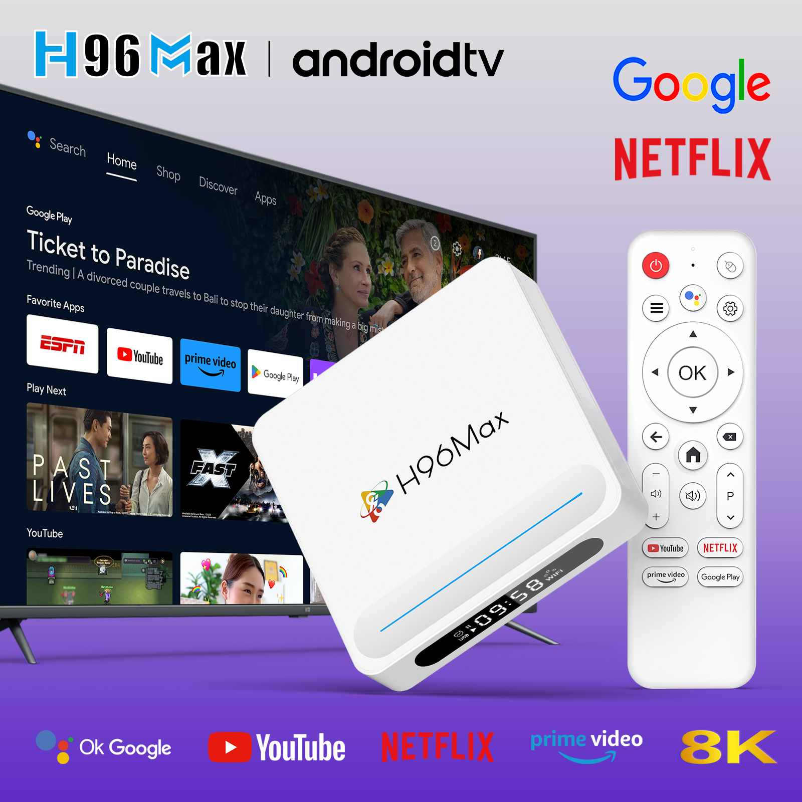 8K Tv Box Android 13 Quad-Core 8Gb 128Gb Wifi6 Media Player For