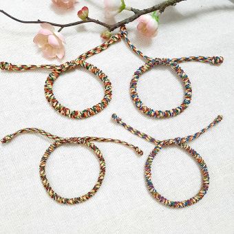 Vòng chỉ ngũ sắc may mắn dây rút - Vòng phong thủy bình an đeo tay nam nữ