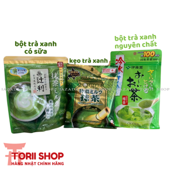Bột trà xanh matcha hàng Nhật nội địa đủ loại torii shop | Bột trà xanh có sữa matcha milk, bột trà xanh nguyên chất green tea ITOEN và kẹo trà xanh UHA torii