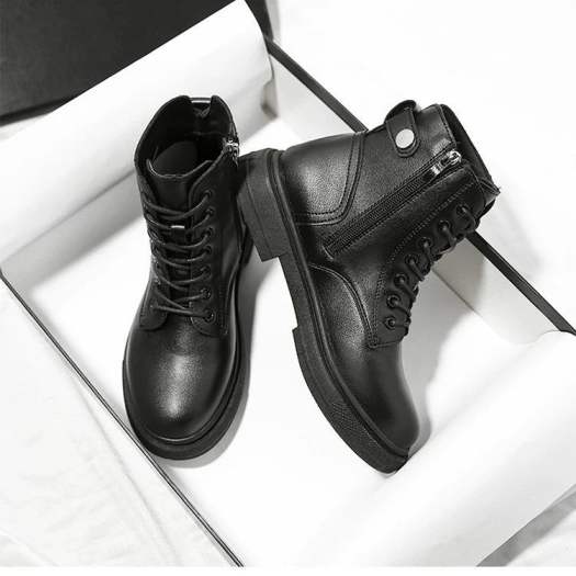 YRN701 Bốt Martin Nữ 2020 Mùa Thu Và Mùa Đông Đen Mới Bốt Cổ Thấp Đế Dày Phong Cách Anh Quốc Cộng Với Nhung Giày Bốt Xe Máy Phù Hợp Tất Cả Đôi Giày Đỏ