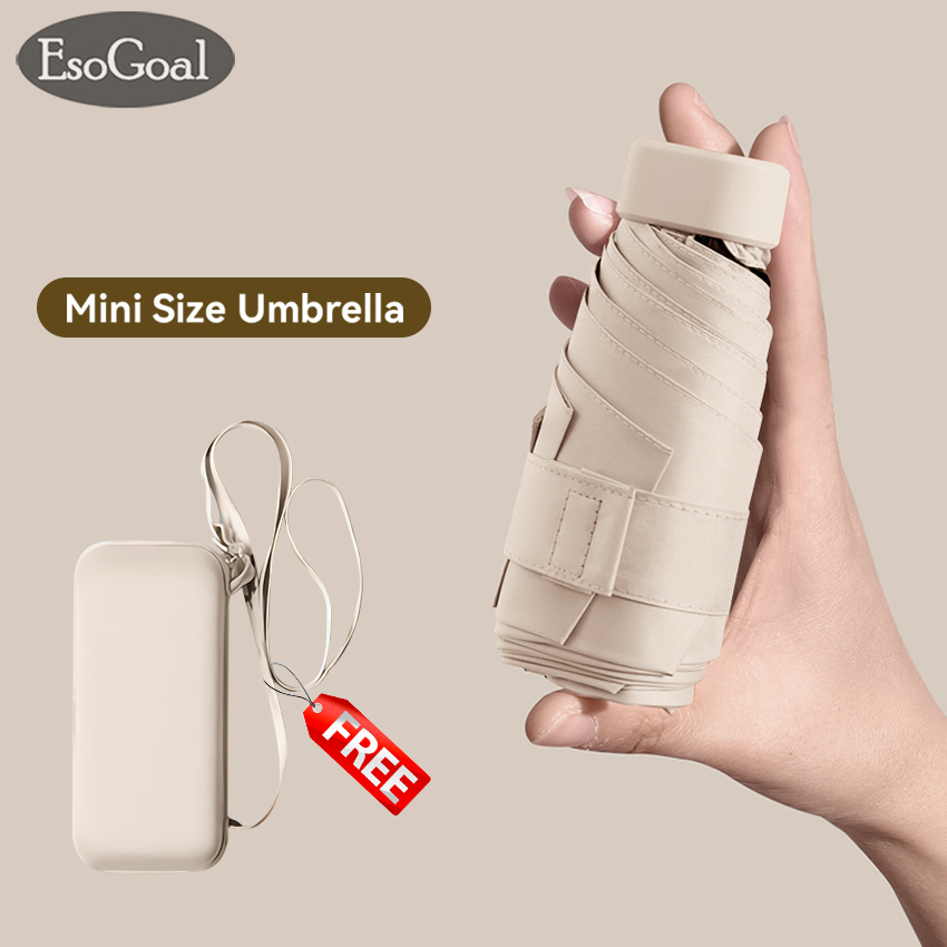 EsoGoal dù gấp gọn mini ô dù che mưa gấp gọn Ô  Lớp Màu Đen Chống Tia UV 99% Ô Thông Hơi Chống Gió Ô Che Nắng Sử Dụng Hai Lần Ô UV Chống Nắng Dù Che Mưa Khung Chống Gió Kèm Hộp Đựng Miễn Phí  đi học/công việc/du lịch