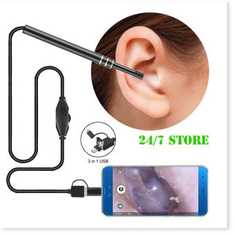 Camera Nội Soi Tai, camera nội soi tai mũi họng, camera nội soi lấy ráy tai, camera lấy ráy tai có kết nối màn hình điện thoại và máy tính, Kèm bộ đầu lấy ráy tai