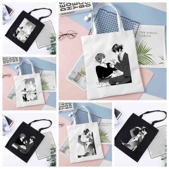 Túi tote vải đen trắng in hình Sasaki và Miyano tiện lợi anime chibi thời trang hàn quốc