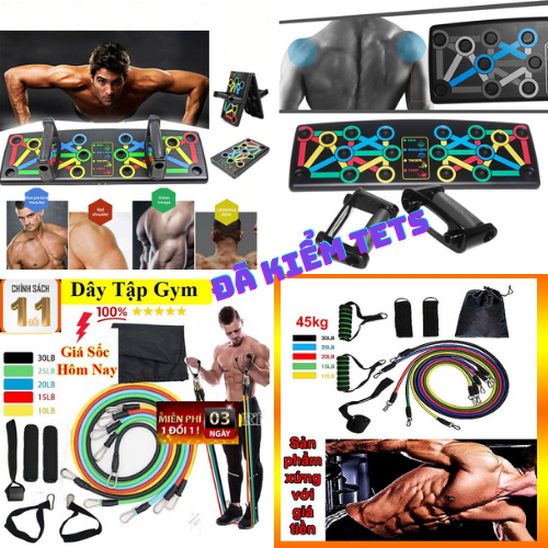 Dụng cụ hít đất đa năng bộ dụng cụ tập luyện hít đất chống đẩy tập gym push uptại nhà cao cấp, bộ dây tập guym đa năng 11 món
