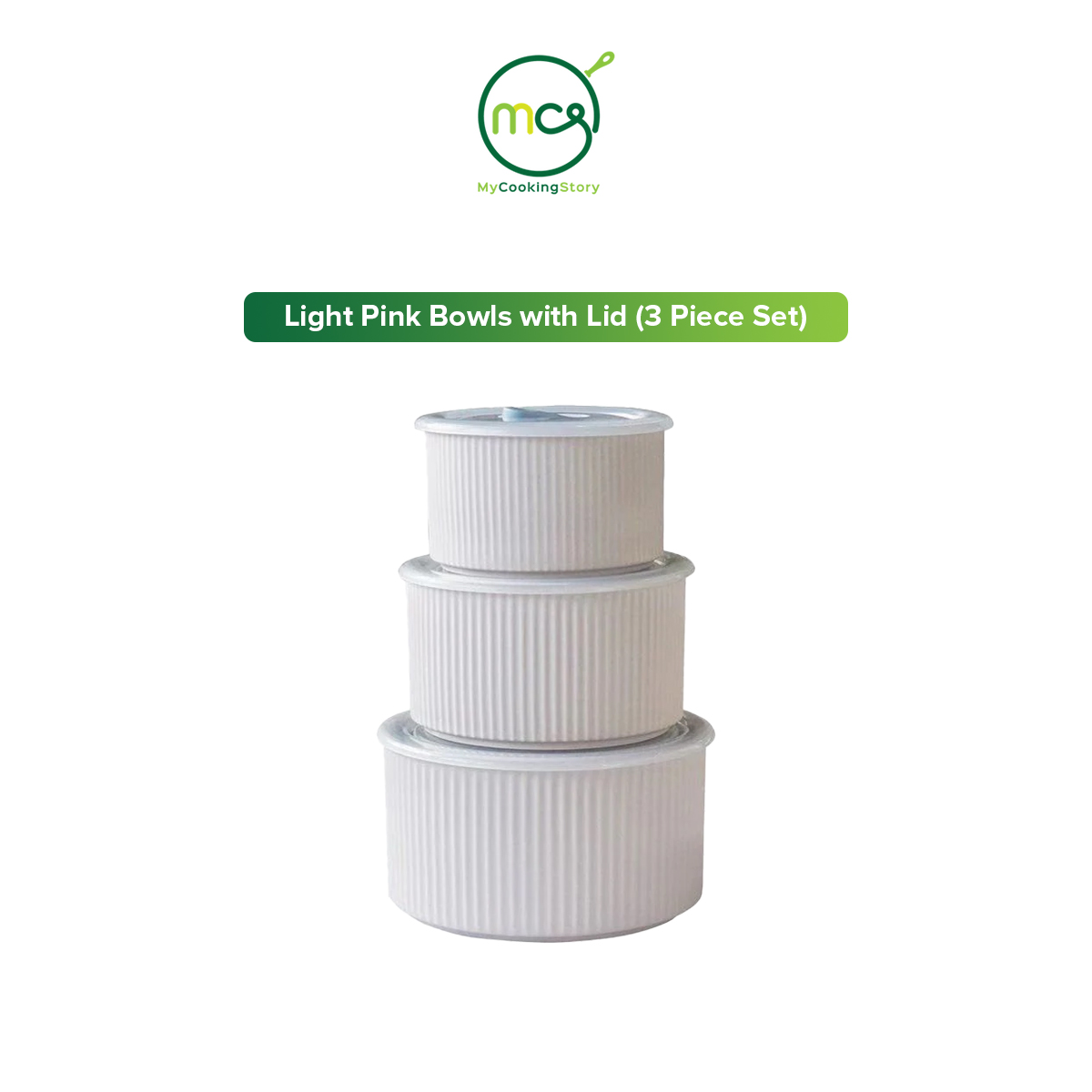 Gambar My Cooking Story   Light Green   Pink Bowls with Lid (3 Piece Set)