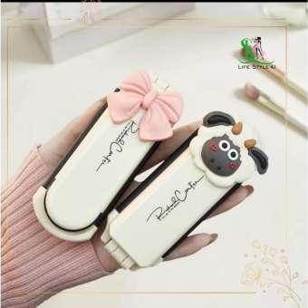 Lược gấp gọn, lược kèm gương, lược chải tóc có gương, gương kèm lược gấp gọn đầu cừu nơ hồng dễ thương - Life Style 4U