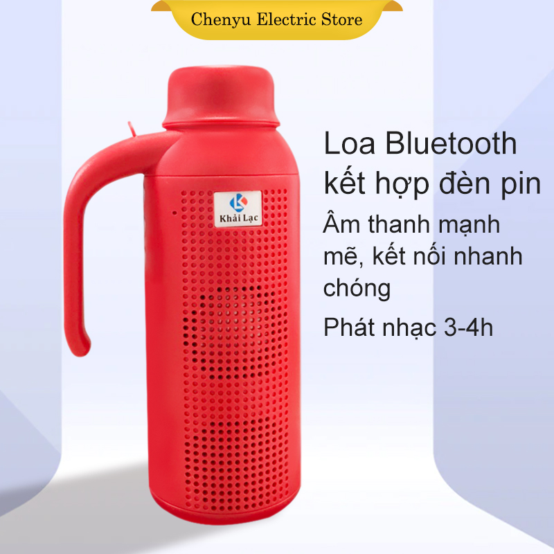 [MẪU MỚI] Loa kết nối bluetooth bình nước không dây, phiên bản mới kết nối dễ dàng với điện thoại, thời gian nghe nhạc lâu hơn, kết hợp đèn Pin chiếu sáng màu Đỏ