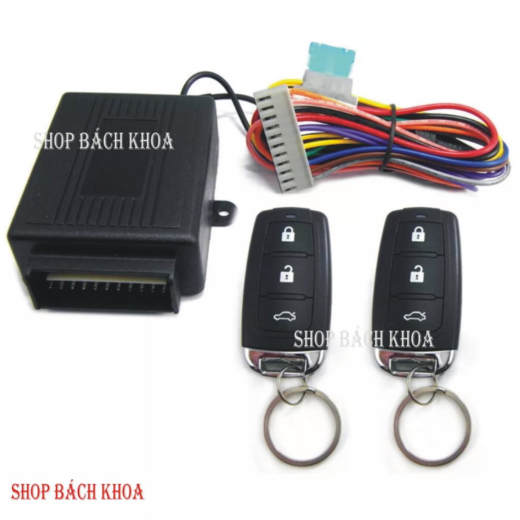Bộ khóa xe ô tô dùng điều khiển từ xa, có lên kính, có mở cốp. Phù hợp cho xe con, xe tải, xe đầu kéo ... dùng điện 12V. Hàng chính hãng Con Ó. Shop Bách Khoa