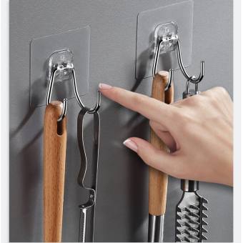 Móc Dán Tường Trong Suốt Inox304Móc Đôi Cường Lực Cao Cấp