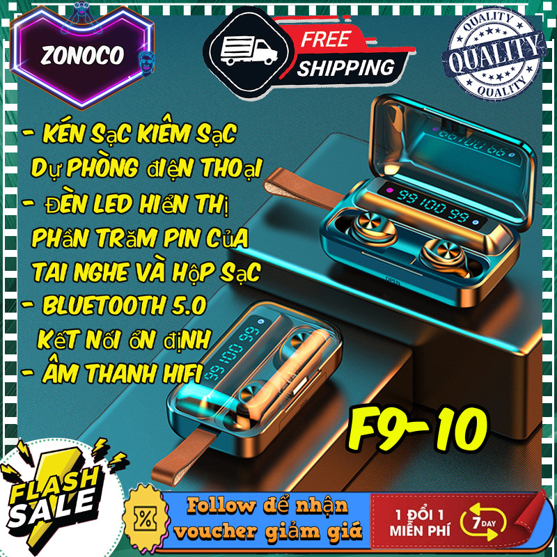 Tai Nghe Gắn Tai Không Dây F9-10 Bluetooth 5.0 Tai Nghe Âm Thanh Nổi Không Dây Chân Thật Có Micro Tích Hợp Cho Thể Thao-tai nghe bluetooth kiêm sạc dự phòng mini cho điện thoại