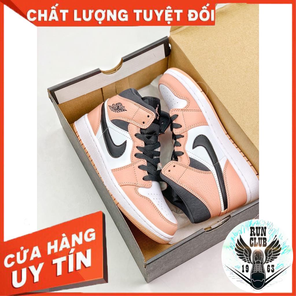 [VIDEO ẢNH THẬT+HỘP BẢO VỆ+FREESHIP] giầy thể thao Jordan 1 MID GS 'PINK QUARTZ' cổ cao hồng trắng  thời trang nữ