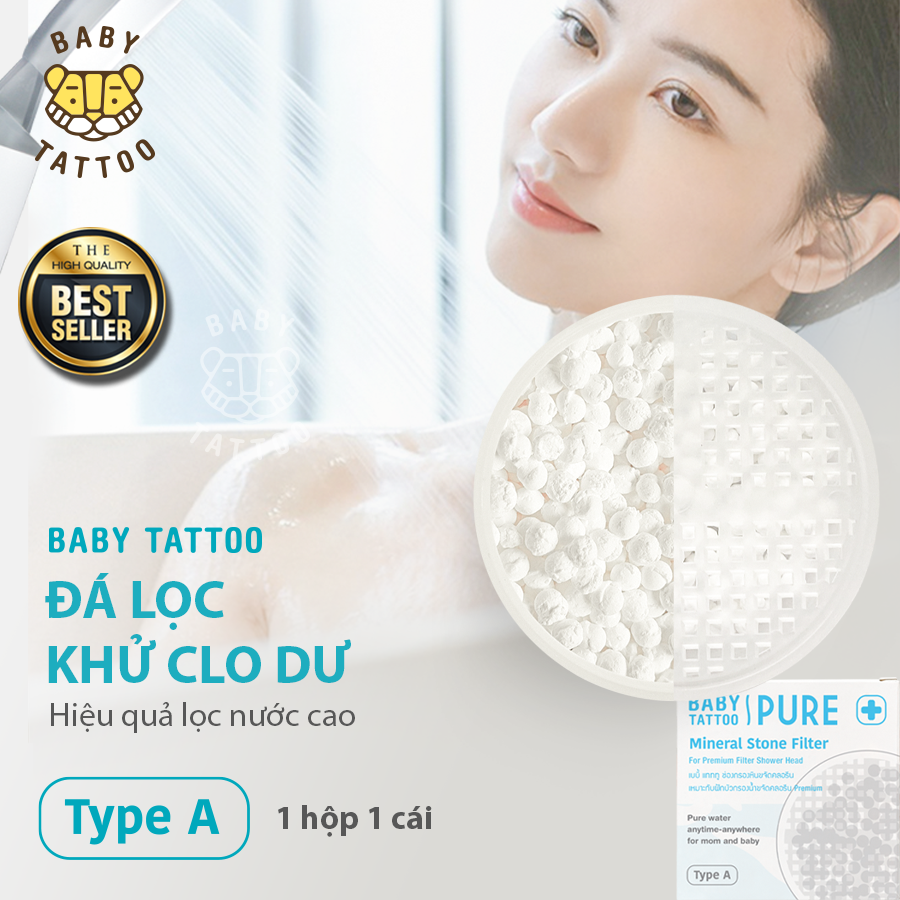 Hộp Lọc Đá Khử Clo Dư Thay Thế Cho Vòi Sen Tắm Cao Cấp Lọc Nước Type A BABY TATTOO