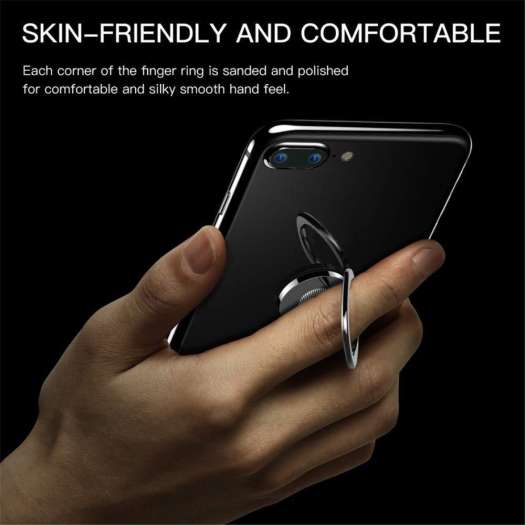 IRING Móc Dán Lưng Điện Thoại Ring Phone Hình Vuông Vân Tròn Giữa - Giá Đỡ Dán Lưng Điện Thoại Phong Cách - Đen