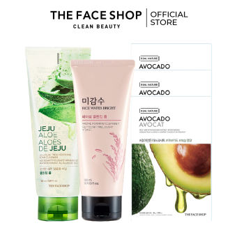 Combo Sữa Rửa Mặt Làm Sáng Da THE FACE SHOP 100ml+Sữa Rửa Mặt Jeju 150ml+3 Mặt Nạ Giấy 20G