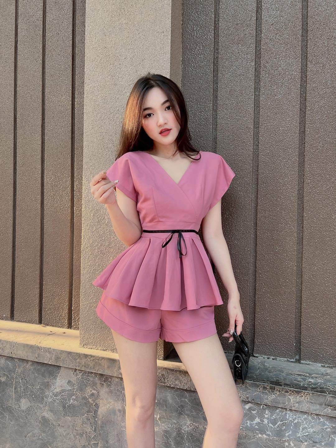 Đồ bộ nữ mặc nhà chất thun cát hàn, kiểu dáng điệu đà nữ tính