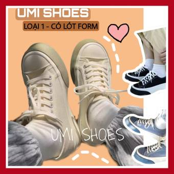 Giày thể thao nữ mã CANVAS UMI SHOES đế bằng bánh mì basic đế cao 3cm vải bata mới hot phong cách retro ulzzang đẹp cá tính màu đen/kem/xanh thời trang đi chơi đi học đẹp cá tính năng động buộc dây thể dục