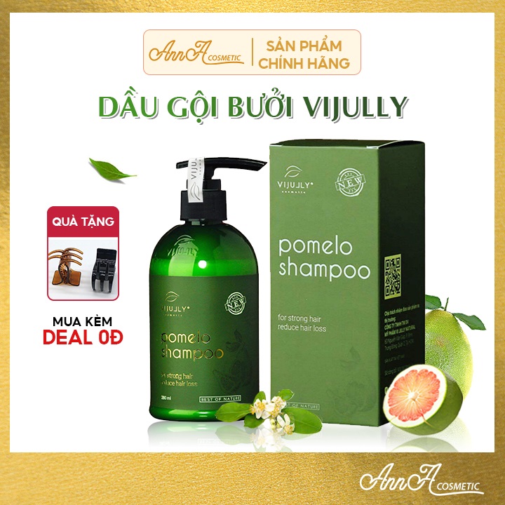 Dầu Gội Kích Thích Mọc Tóc, Dầu Gội Bưởi Thảo Dược Ngăn Rụng Tóc Cho Nữ Dưỡng Tóc Mềm Mượt Vijully Chĩnh Hãng 280ml