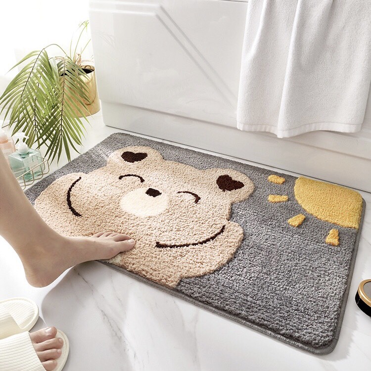 Thảm lông dậm chân, Thảm lau chân hình thú, Thảm trang trí kích thước 40*60cm chống chơn trượt