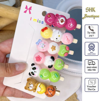Kẹp tóc hình gấᴜ Dâu,set kẹp tóc hoạt hình nhiều màu xinh cute phong cách Hàn quốc