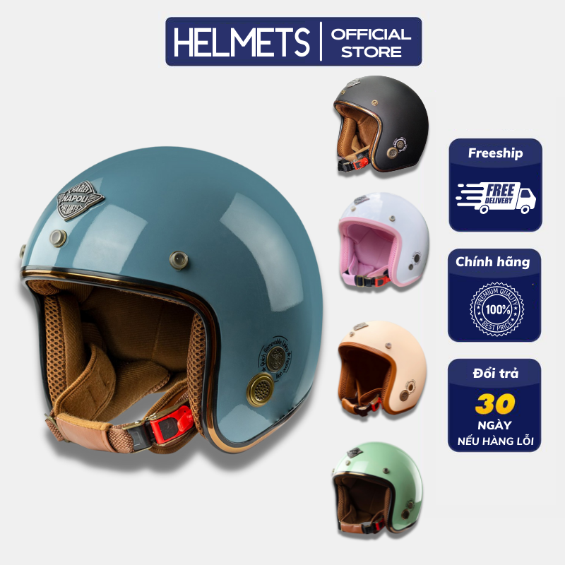 Mũ bảo hiểm 3/4, nón bảo hiểm 3 4 có lót , mũ bảo hiểm màu trơn đi phượt , helmet h02