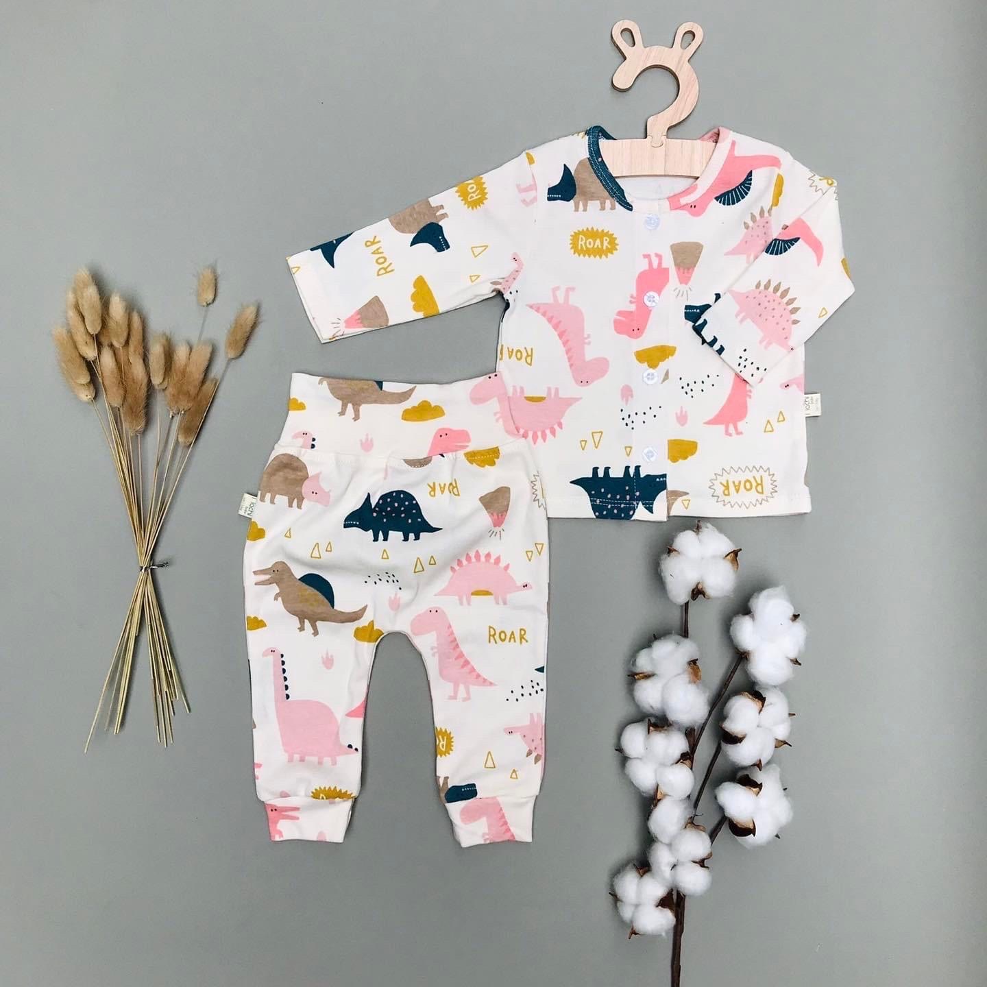 Bộ dài tay cho bé chất cotton thô mềm mát