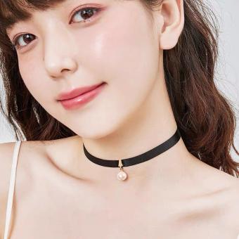 Vòng Cổ Choker Dây Chuyền Xương Đòn Ngọc Trai Nhung Màu Đen Dây Đeo Cổ Nữ Trang Sức Cổ Ngọc Trai Ngắn