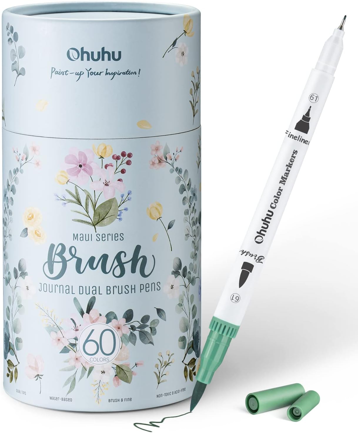 Ohuhu Dual Brush Pen Art Markers, Pastel, 24-Pack, Blendable