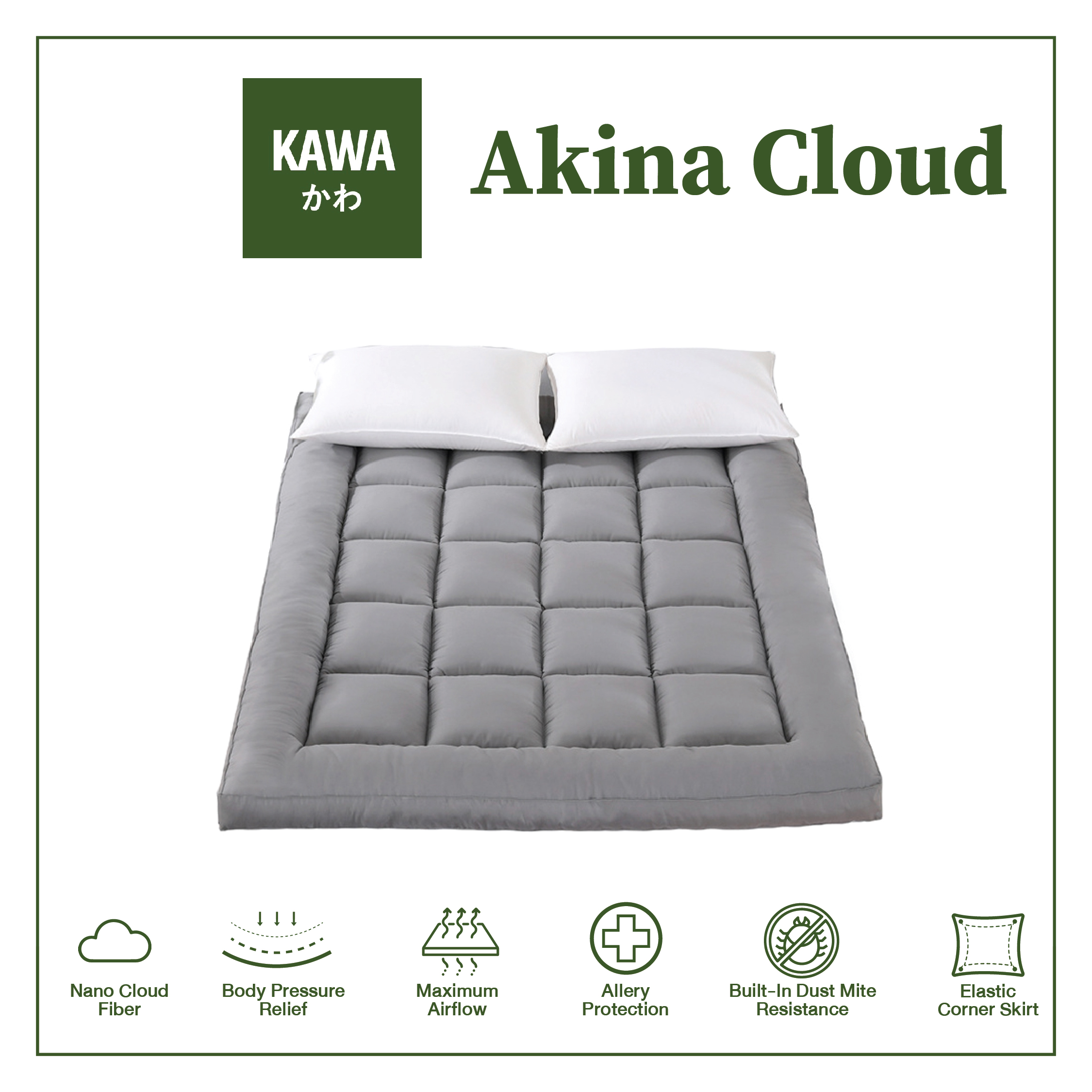 Kawa Topper ท็อปเปอร์ การันตีความหนา รุ่น Akina Cloud เบาะรองนอน ที่นอนหนา 3 นิ้ว ห่านเทียม ผ้ากันไรฝุ่น สัมผัสนุ่ม 3.5 ฟุต 5 ฟุต 6 ฟุต ราคา 1,090 บาท*ส่งฟรี