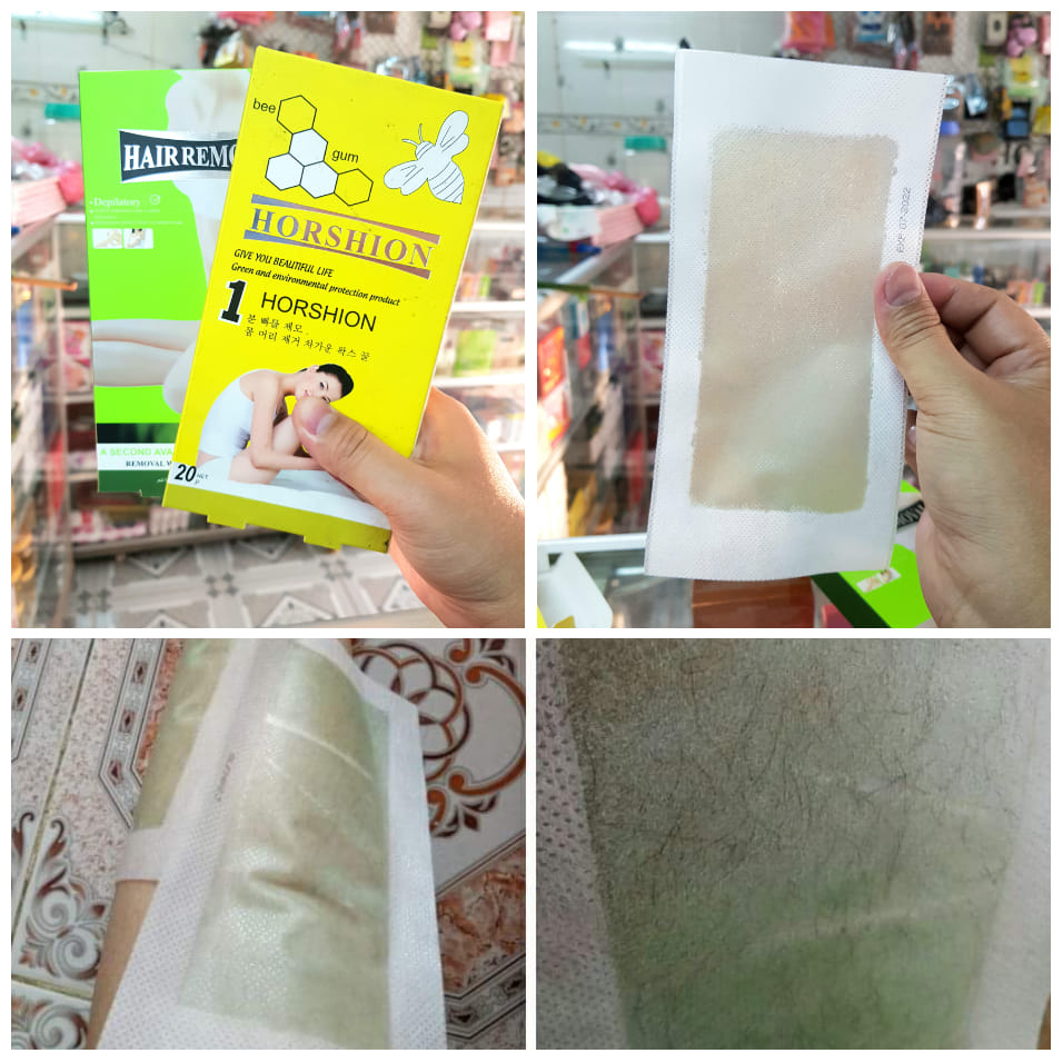 Hộp 10 miếng Giấy wax kèm keo sẵn - Dán vào và giựt ra rất tện dụng không cần nấu gì thêm - TẨY SẠCH LÔNG NÁCH - CHÂN TAY...