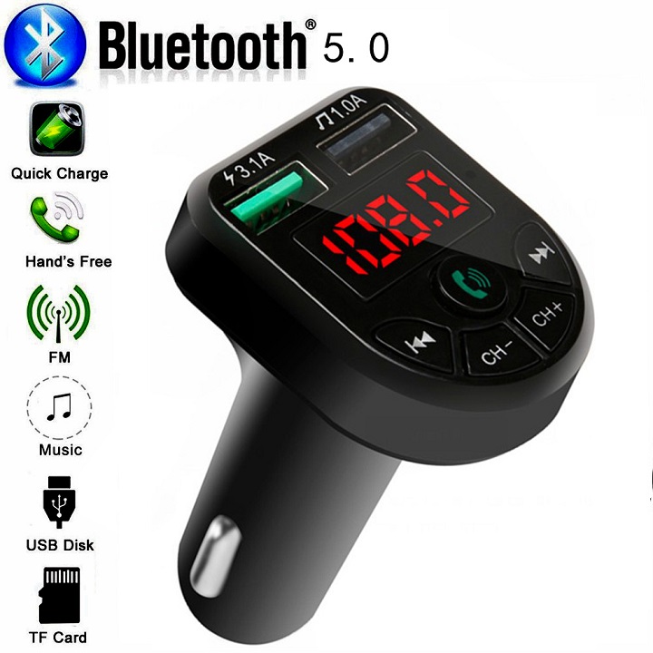 Tẩu sạc ô tô, Tẩu nghe nhạc bluetooth 3.1A kết nối bluetooth không dây nghe nhạc MP3