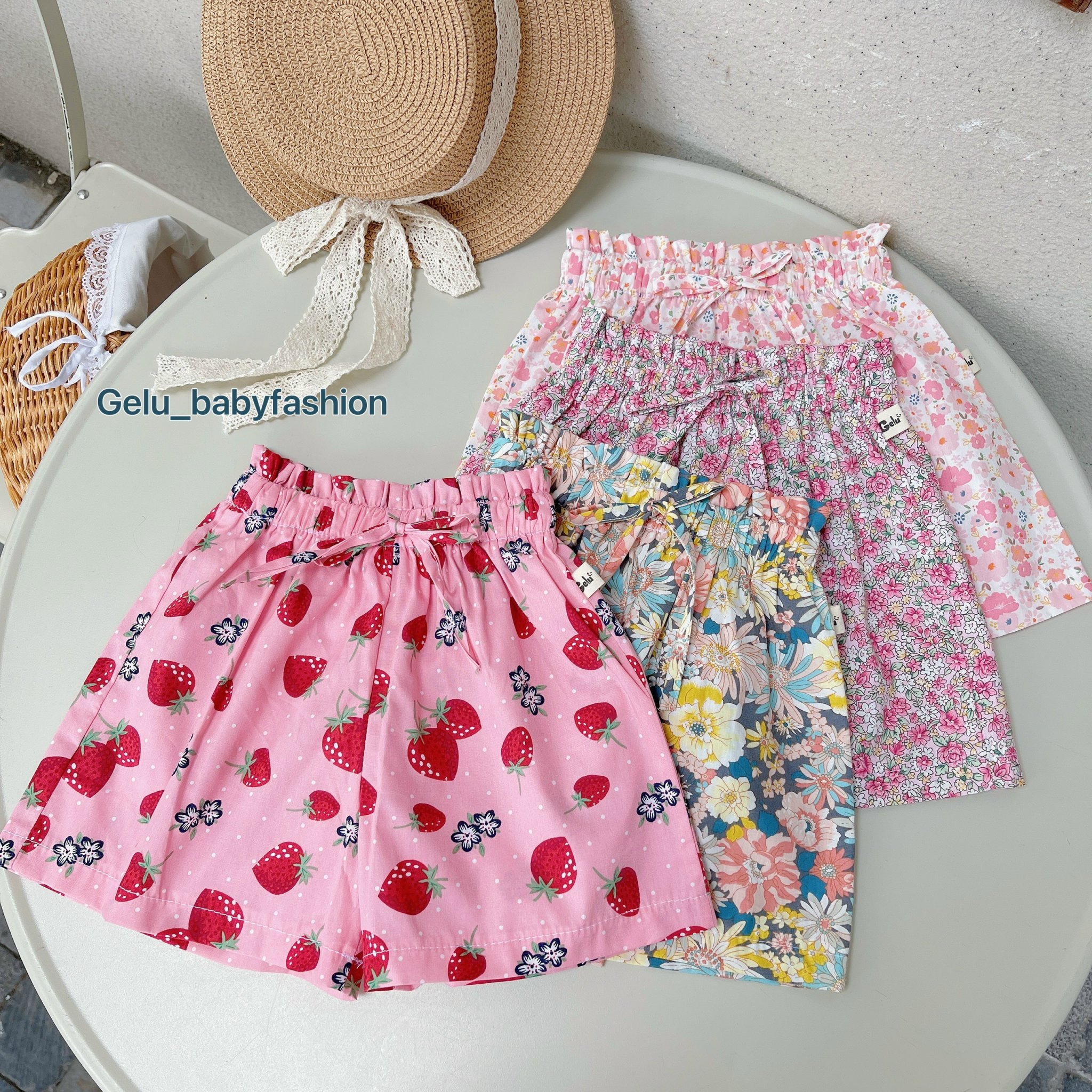Quần đùi bé gái, quần short cho bé họa tiết ngẫu nhiên chất liệu thoải mái vận động-GLQ022