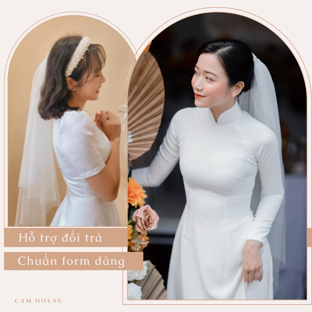 Voan cô dâu, voan cài tóc cô dâu trơn đẹp