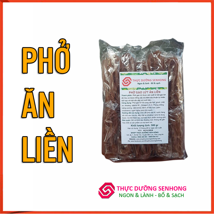 Phở gạo lứt ăn liền (10 gói - 500gr) Phở sạch không chứa phụ gia làm dai và chất bảo quản