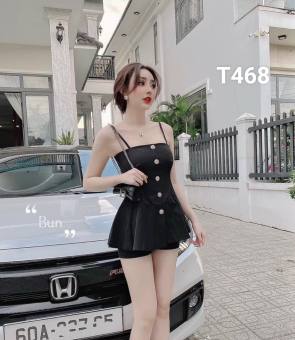 Set áo 2 dây peplum kèm quần ngắn cực đẹp dạo phố T468