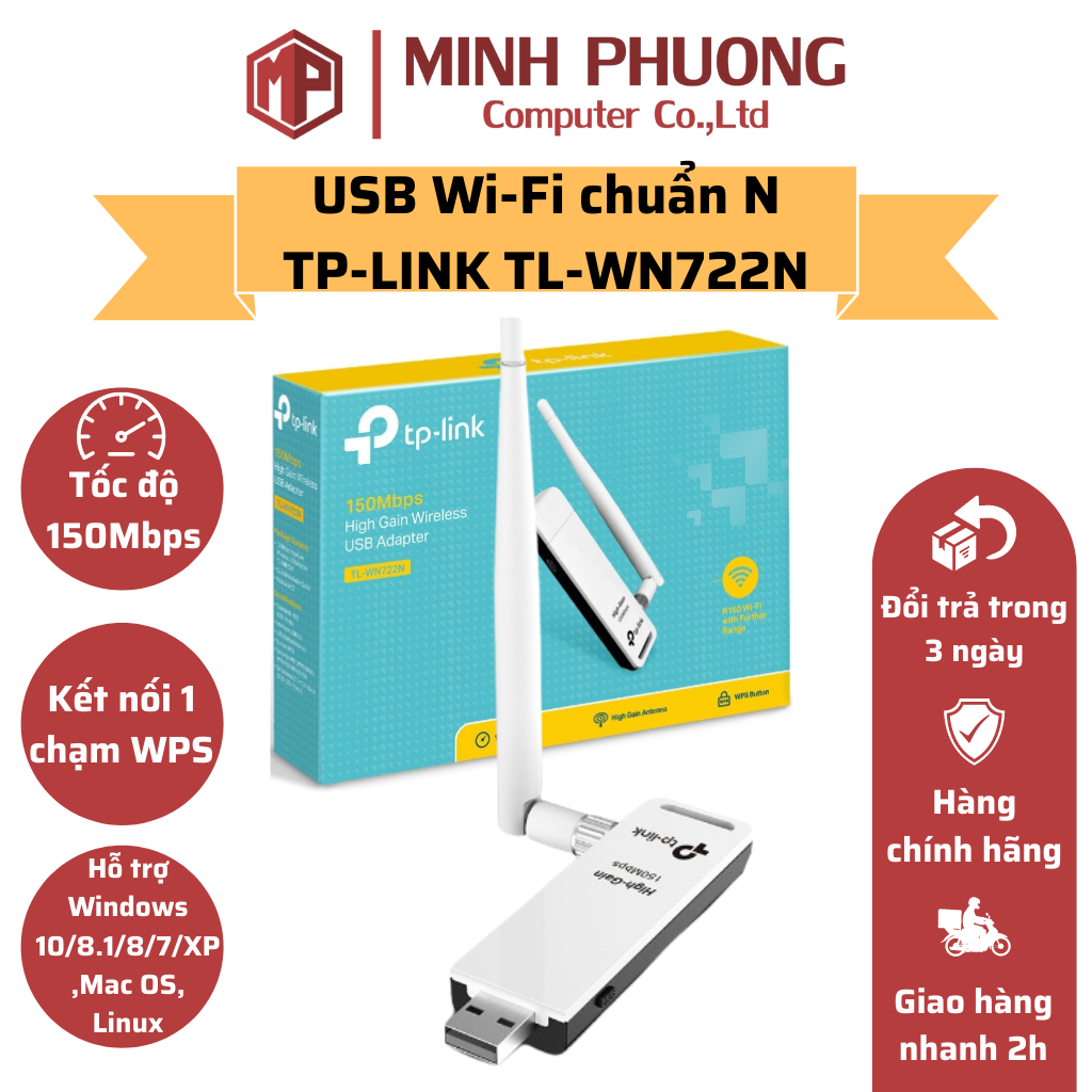 Bộ Thu Sóng Wifi TPLINK WN 722N hàng chính hãng
