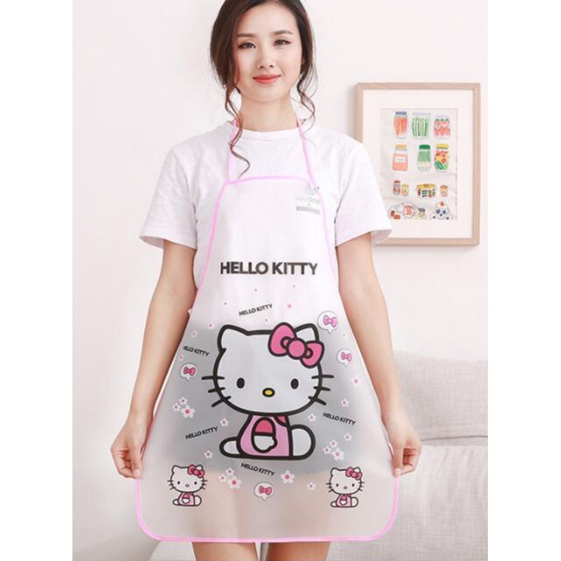 Tạp dề nilon chống thấm cute - tạp dề chống nước, chống dầu mỡ họa tiết hoạt hình
