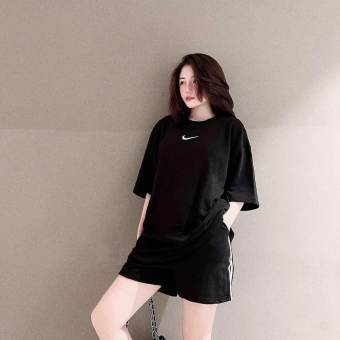 Set bộ đồ, Sét bộ đùi thêu ni kee Chất cottong mịn đẹp Quần chạy rót thể thao, hình thêu. Sét bộ quần áo mùa hè, sét đồ bộ cực chất hót hót hóttren