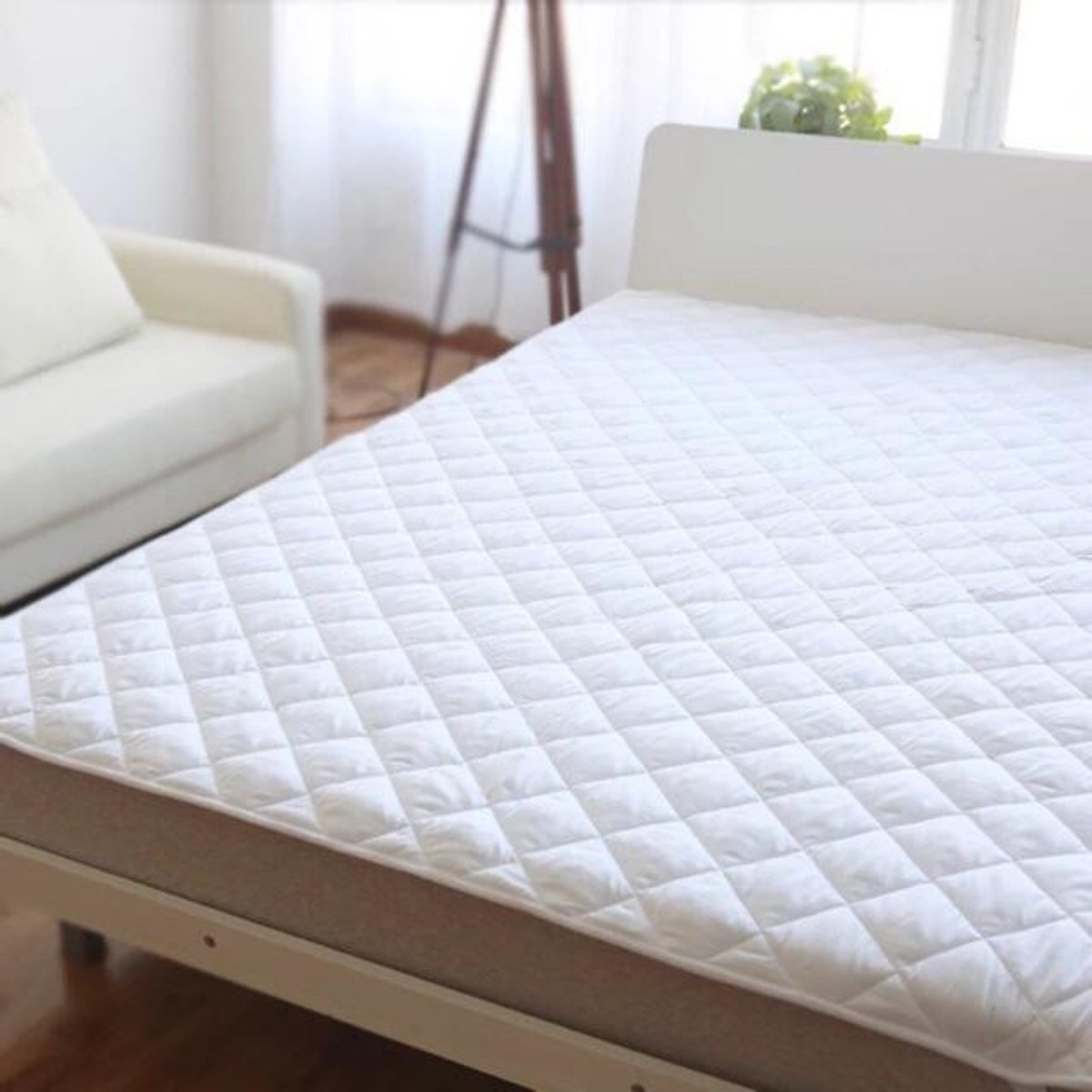 Tấm trải topper bảo vệ đệm drap cao cấp màu trắng - Tấm mềm nệm_đủ size