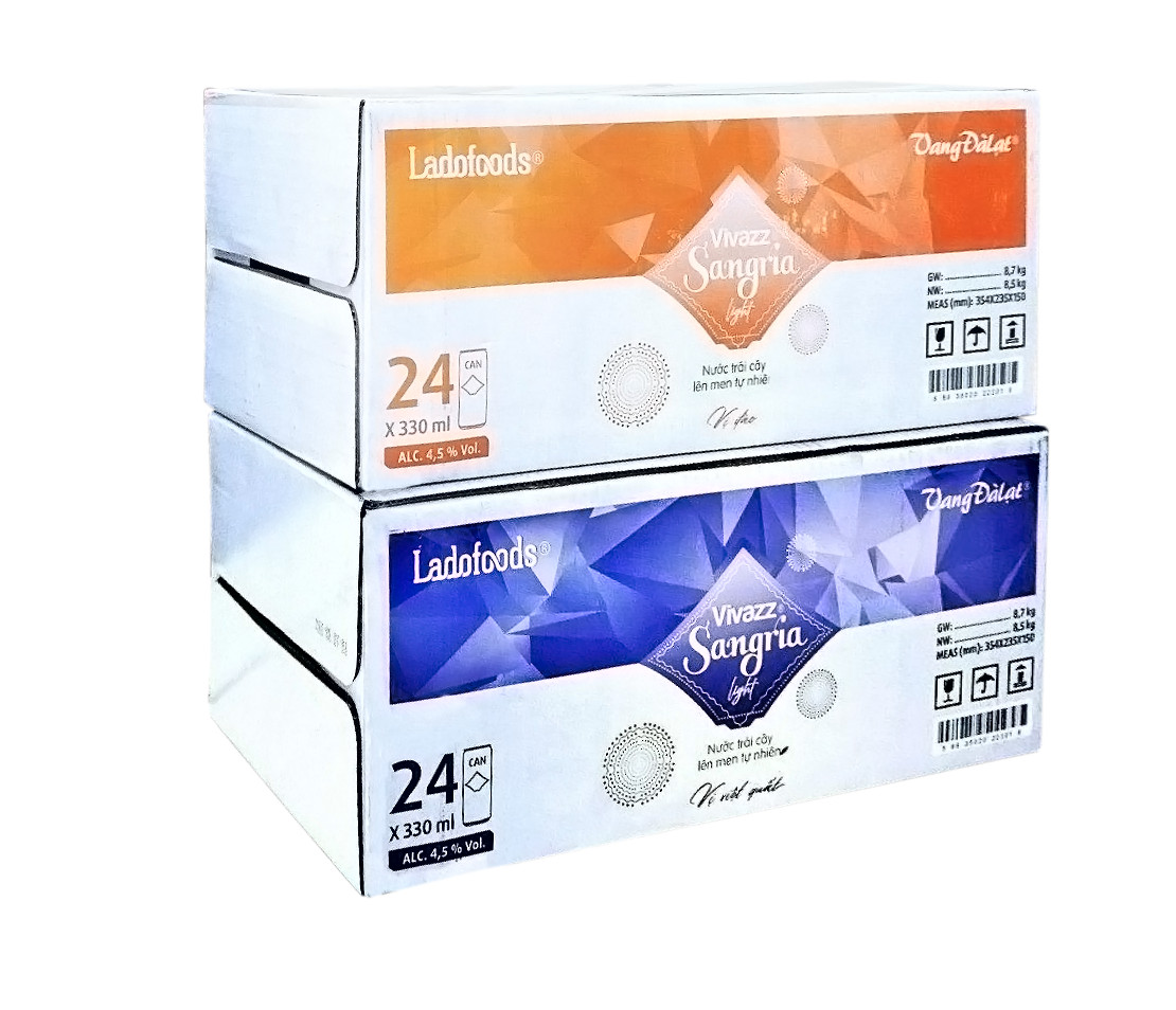 Thùng 24 lon mix vị - Vivazz Sangria Light - Nước trái cây lên men lon 330ml