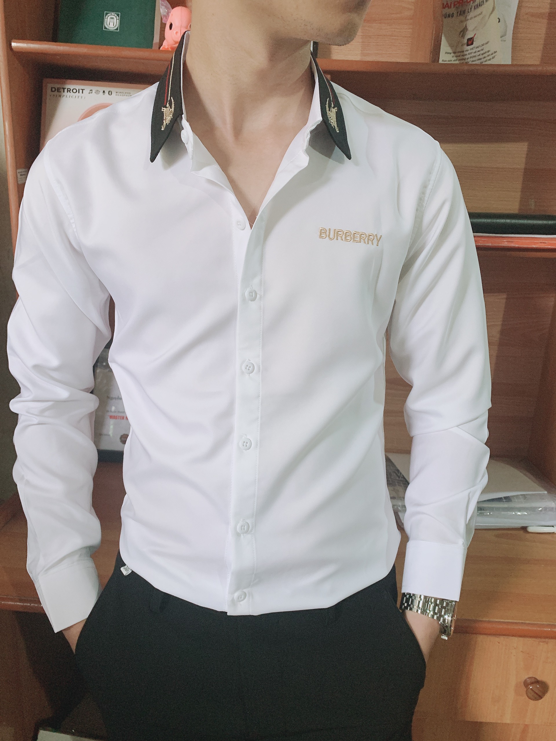 (HÀNG CAO CẤP) Áo Sơ Mi Trắng Nam Vesac Dài Tay Vải Lụa Không Nhăn