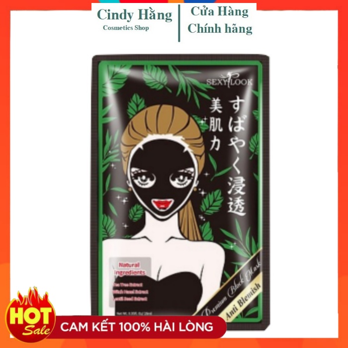 Mặt nạ tràm trà kiểm soát dầu & mụn sexylook tea tree anti blemish black facial mask 28ml