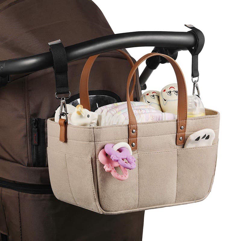 Diaper Caddy Organizer - Baby Shower Portable Nursery Bin Car Storage Basket for Toys