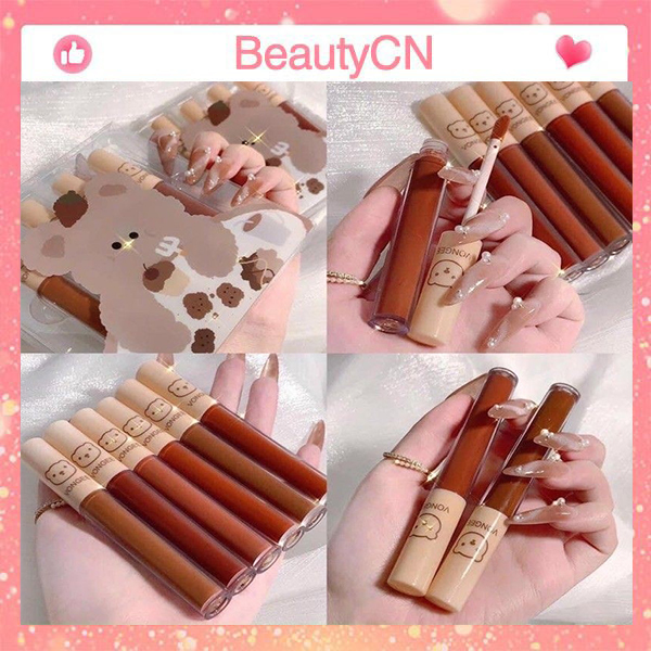 Set Son Vongee 4 Cây Gấu - Set Son Nội Địa Trung - Set Son Kem Lì Mềm Mịn Đẹp