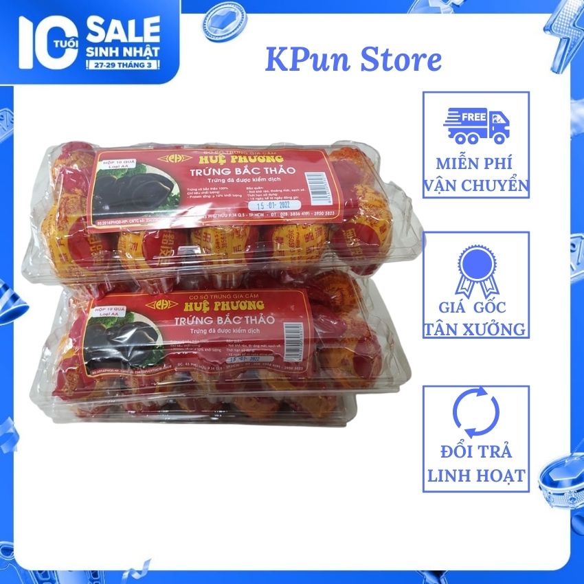 Trứng vịt bắc thảo bóng kiếng hộp 10 quả kpun store thơm ngon bổ dưỡng tốt cho sức khỏe