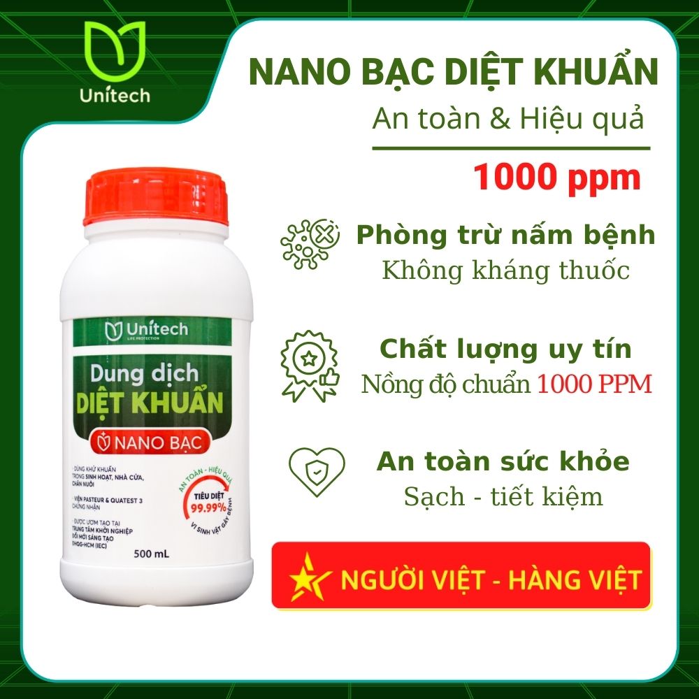 Nano bạc UNITECH - diệt khuẩn nấm bệnh trên hoa hồng, hoa lan & xử lý nước ao nuôi tôm cá ốc...vv (500ml)