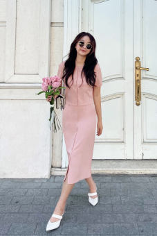 Áo Cổ Tròn VIENTRAN Túi Ốp Chiết Ly V61B23Q035