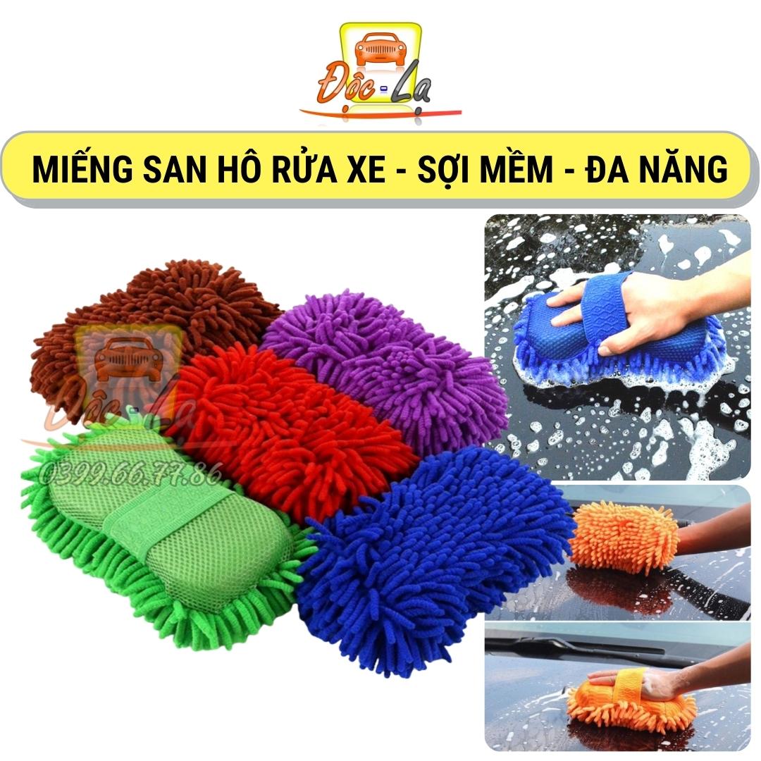Miếng Mút Rửa Xe Ô Tô Sợi Bông Siêu Mềm Mịn, Có Quai Đeo Tiện Dụng